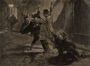 Etievant, anarkisten begår knivstikkingen, illustrasjon fra 